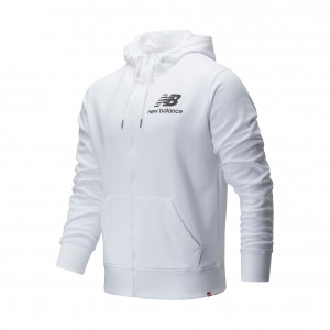 full zip hooded sweatshirt white new balance NEW BALANCE - 1