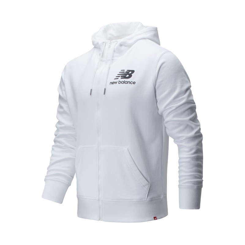 full zip hooded sweatshirt white new balance NEW BALANCE - 1