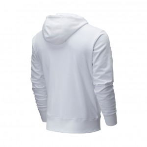 full zip hooded sweatshirt white new balance NEW BALANCE - 2